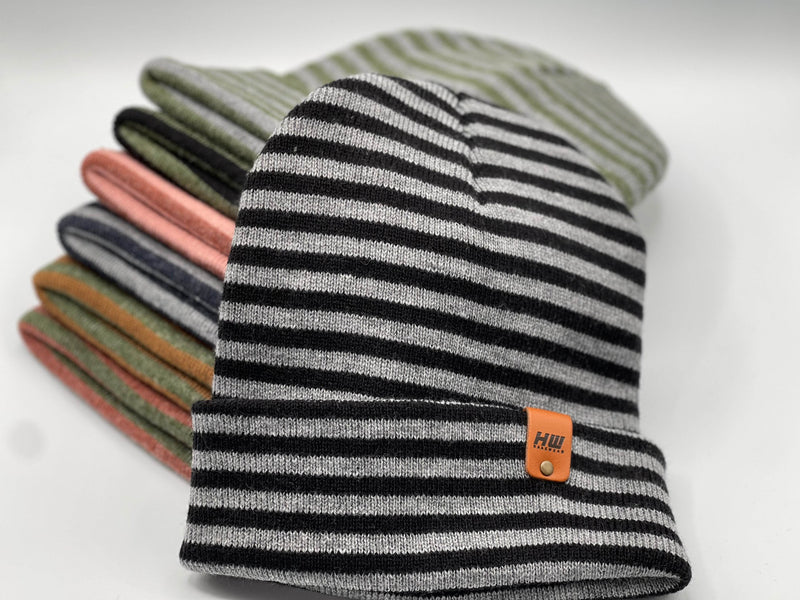HAAKWEAR Classic RORO Cuffed Beanie / Hat - Black / Gray, Made in USA