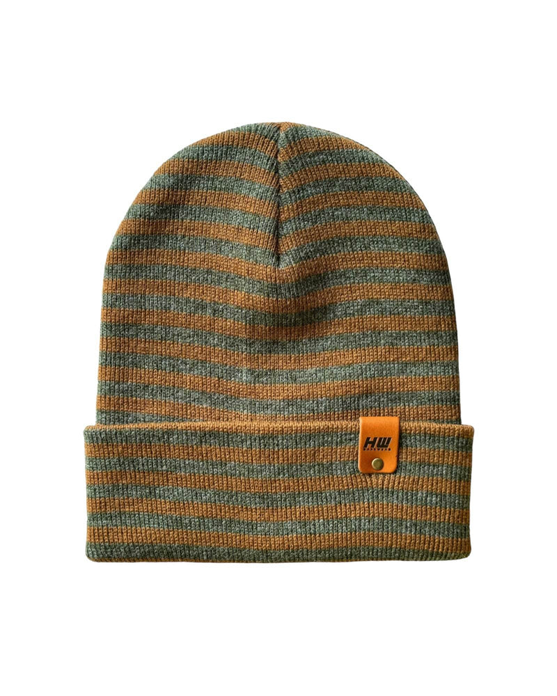 HAAKWEAR Classic RORO Cuffed Beanie / Hat - Brown / Green, Made in USA