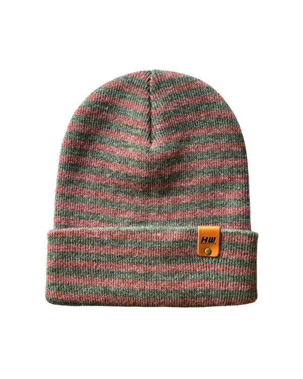 HAAKWEAR Classic RORO Cuffed Beanie / Hat - Burgundy / Green, Made in USA