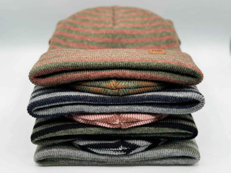 HAAKWEAR Classic RORO Cuffed Beanie / Hat - Burgundy / Green, Made in USA