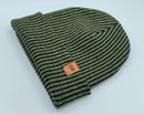 HAAKWEAR Cuffed Wide Ribbed Striped Beanie / Hat, Black / Green, Limited Edition - Made in USA