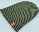 HAAKWEAR Cuffed Wide Ribbed Striped Beanie / Hat, Black / Green, Limited Edition - Made in USA