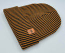HAAKWEAR Cuffed Wide Ribbed Striped Beanie / Hat, Black / Orange, Limited Edition - Made in USA