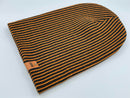 HAAKWEAR Cuffed Wide Ribbed Striped Beanie / Hat, Black / Orange, Limited Edition - Made in USA