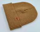 HAAKWEAR Cuffed Wide Ribbed Striped Beanie / Hat, Brown / Beige, Limited Edition - Made in USA