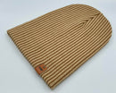 HAAKWEAR Cuffed Wide Ribbed Striped Beanie / Hat, Brown / Beige, Limited Edition - Made in USA