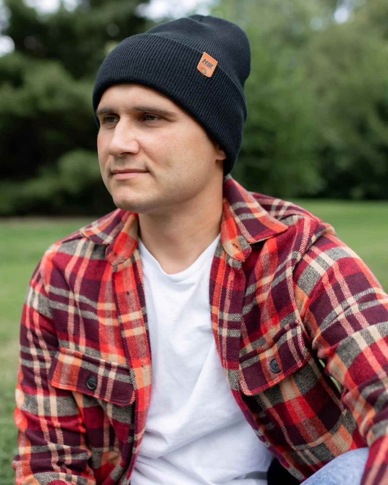 HAAKWEAR Beanie Made in USA - Classic Charcoal Black Knit Cuffed Hat