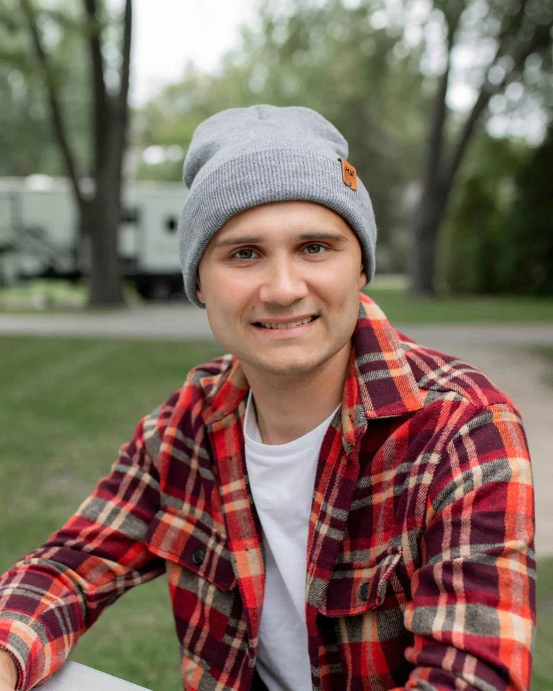 HAAKWEAR Knit Beanie - Classic Cuffed Hat in Koala Gray, Made in USA