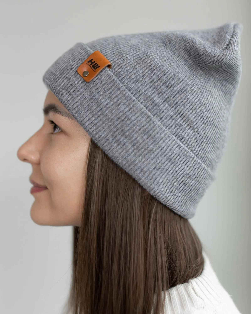 HAAKWEAR Knit Beanie - Classic Cuffed Hat in Koala Gray, Made in USA
