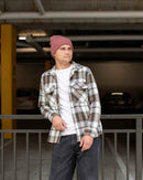 HAAKWEAR Knit Beanie - Cuffed Classic Hat in Rusty Burgundy, Made in USA