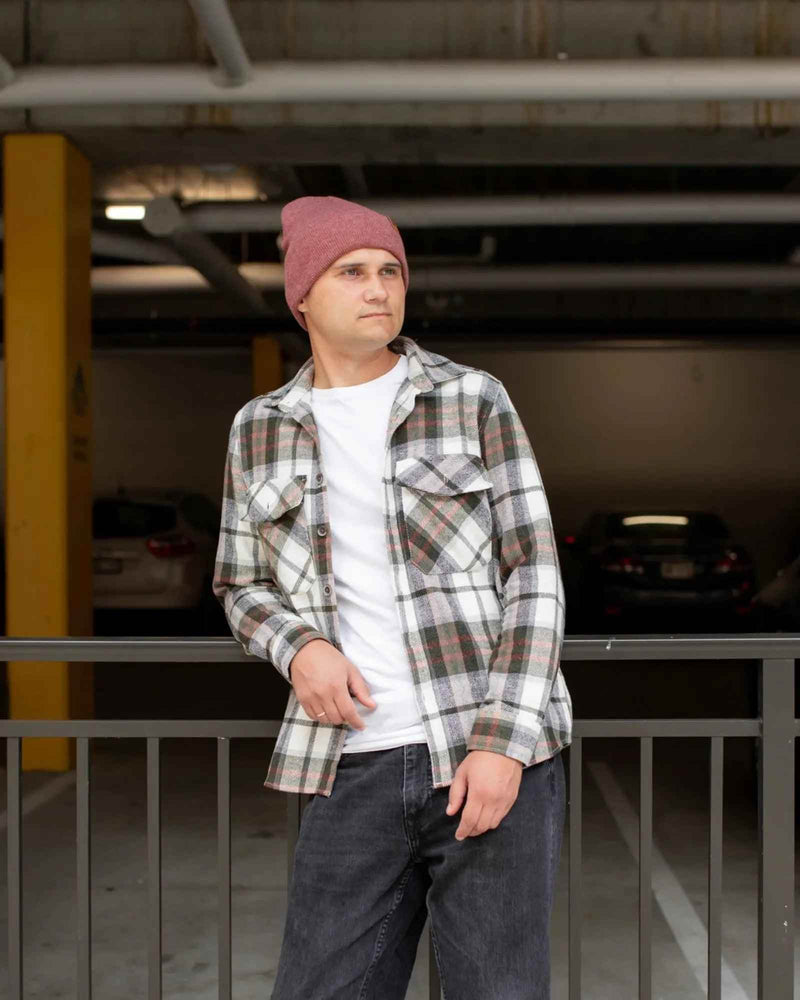 HAAKWEAR Knit Beanie - Cuffed Classic Hat in Rusty Burgundy, Made in USA