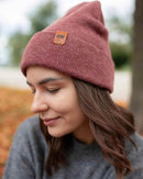 HAAKWEAR Knit Beanie - Cuffed Classic Hat in Rusty Burgundy, Made in USA
