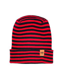 HAAKWEAR H Stitch RORO Cuffed Beanie (Patent Pending Design) Black / Red, Made in USA