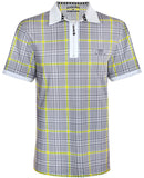 Tattoo Golf: Men's HT Plaid Cool-Stretch Golf Shirt - Yellow/Grey Clothing