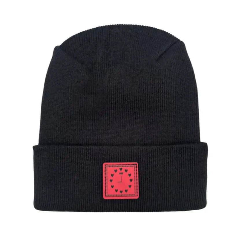 Love-Inspired H-Stitch Beanie – Black Heart Clock | Limited Edition | Trending Now