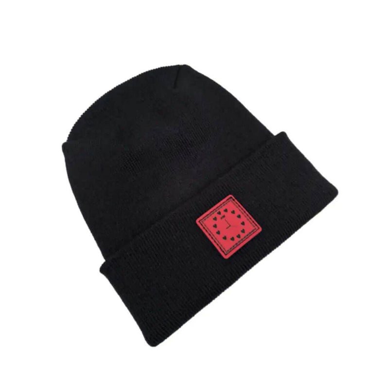 Love-Inspired H-Stitch Beanie – Black Heart Clock | Limited Edition | Trending Now