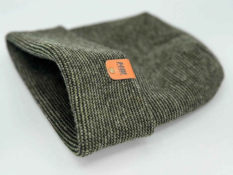 Haakwear H Stitch Fusion Cuffed Beanie / Hat (Patented Design) Black / Green, Made in USA