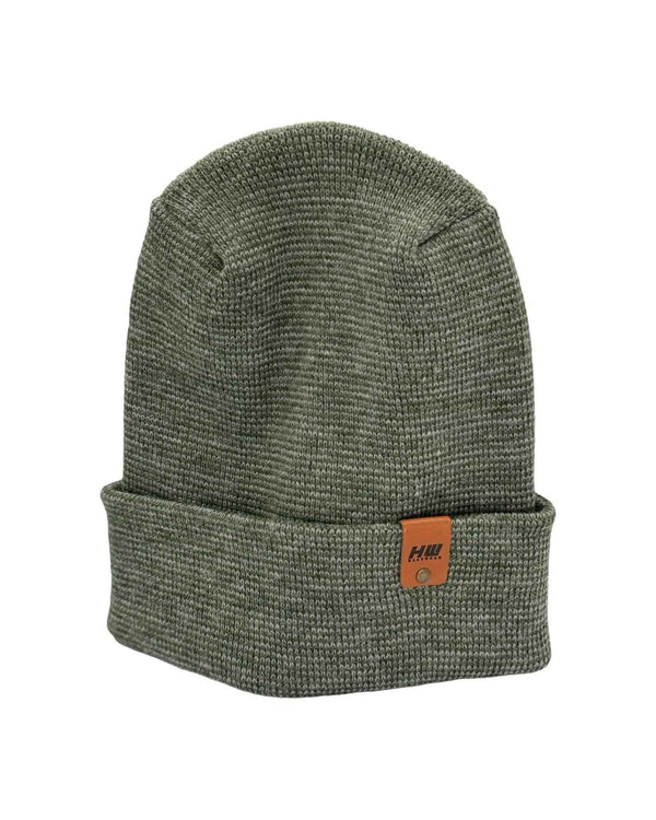 Haakwear H Stitch Fusion Cuffed Beanie / Hat (Patened Design) Gray / Green, Made in USA