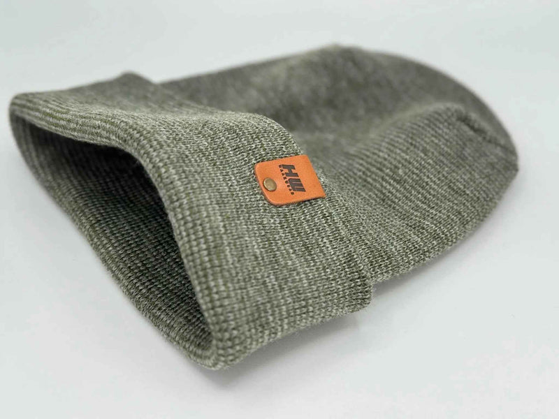 Haakwear H Stitch Fusion Cuffed Beanie / Hat (Patened Design) Gray / Green, Made in USA