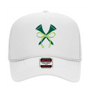 Sassy Caddy: Ladies White Trucker Hat - Green Golf Tees and Bow