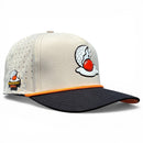 Breakfast Ball Golf Hat | Snapback Cap | Built-in Magnetic Ball Marker Holder + Marker Included | Breakfast Ball | Adjustable | Mulligan Tan