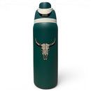 Hydration Bottle – The Longhorn | 32oz Insulated Stainless Steel | Flip Straw Lid w/ Handle