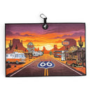 Route 66 Golf Towel | Premium Double-Sided Microfiber | Heavy-Duty Magnetic Towel with Carabiner Clip | 24 x 16 in