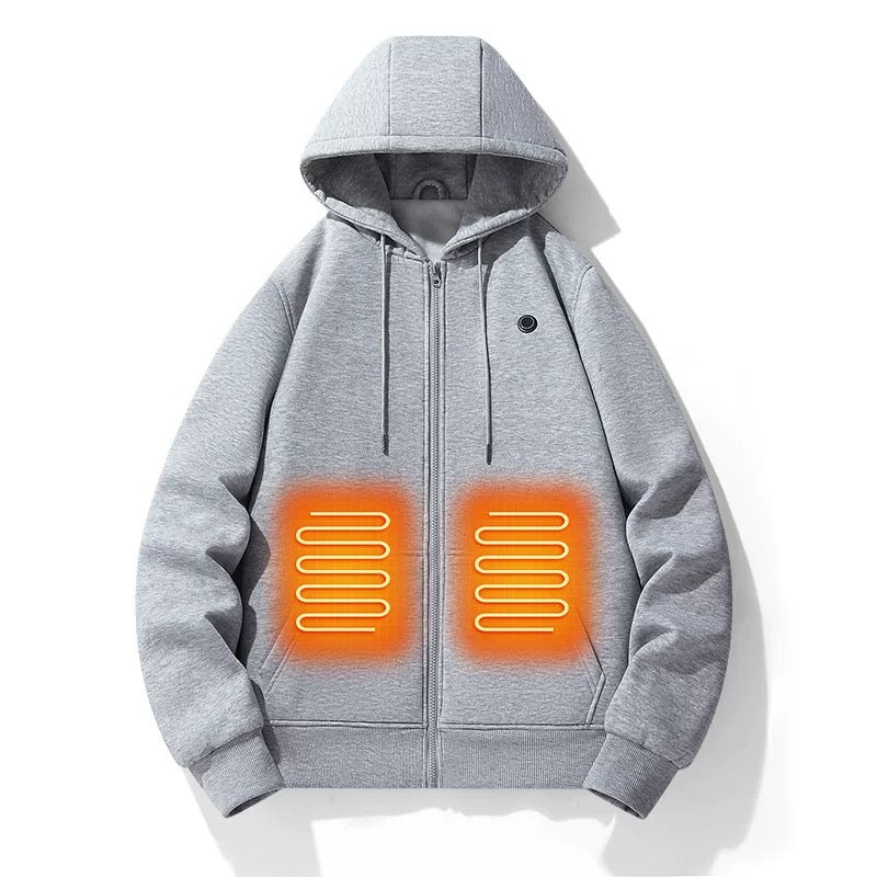 LITEGUEST USB Heated Hoodie 5-Zone Heated Zip-up Hooded Sweatshirt