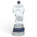 Sock Fairway Headcover – Premium Faux Leather Fairway Wood Cover – Elastic Fit – Blue Stripe