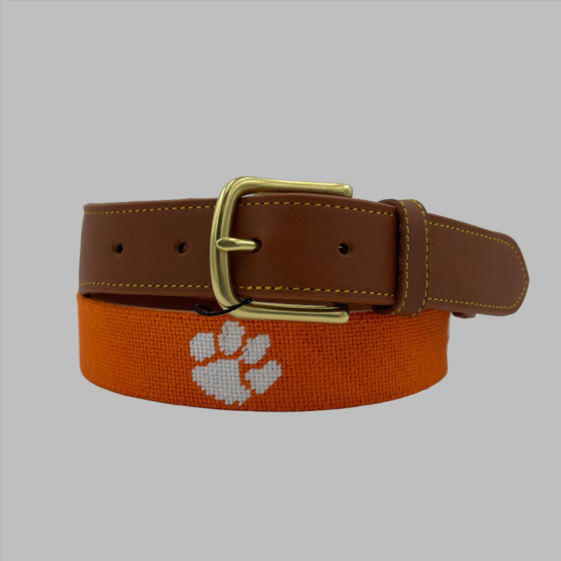 Clemson University Tigers Hand-stitched Needlepoint Belt by Charleston Belt