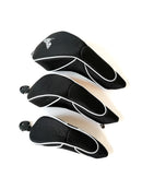 Sassy Caddy: Ladies Golf Headcovers (Set of 3) - Black with White Piping