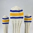 Sunfish:  Knit Wool Headcover - Classic 80s Tube Sock-Blue and Yellow (Driver, Fairway, Hybrid, or Set)