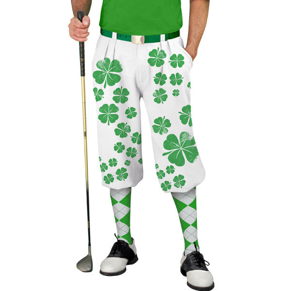 Golf Knickers: Mens Irish Homeland Cloverleaves Golf Knickers Outfit