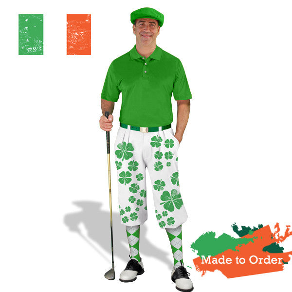 Golf Knickers: Mens Irish Homeland Cloverleaves Golf Knickers Outfit