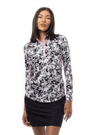 SanSoleil: Ladies UPF 50 SolCool Mock w/ Piping - 900445P