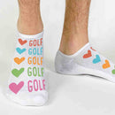 Heart & Golf Design No-Show Socks – Fun Golf Socks for Women & Men