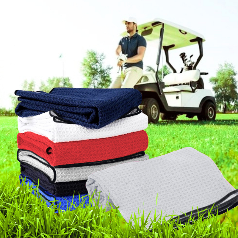 Pro Towels Blankets - Medium Microfiber Waffle Golf Towel: Black Trimmed Pack of 3