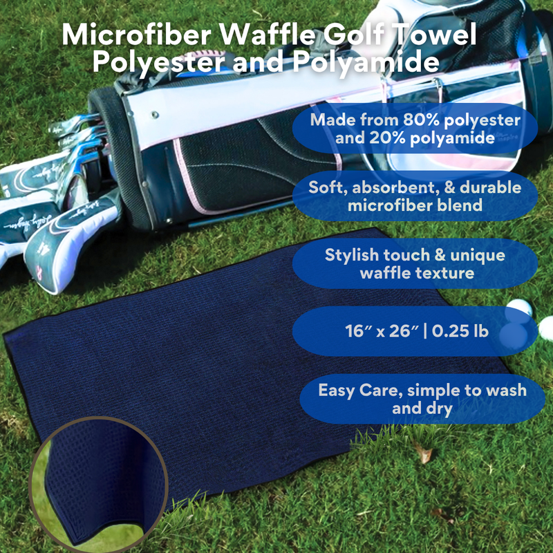 Pro Towels Blankets - Medium Microfiber Waffle Golf Towel: Black Trimmed Pack of 3