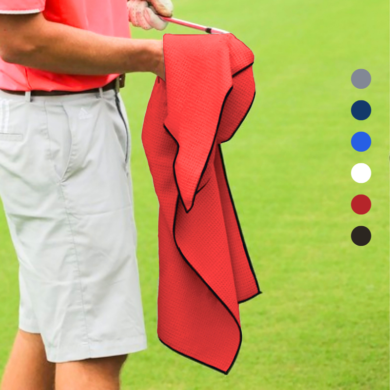 Pro Towels Blankets - Large Microfiber Waffle Golf Towel: Black Trimmed