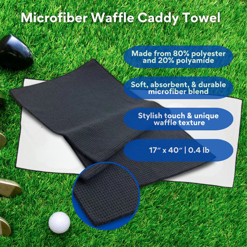 Pro Towels Blankets - Large Microfiber Waffle Golf Towel: Black Trimmed