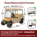 4 Seater Golf Cart Enclosure for 80 Inch Long Roof – Taupe Rain and Winter Driving Cover