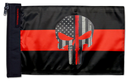 Thin Red Line Punisher 12"x18" Forever Wave Flag for Golf Carts