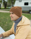 NEW HAAKWEAR H-Stitch Cuffed Beanie - Patented Design, Made in USA - Camel Brown