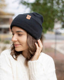 NEW HAAKWEAR H-Stitch Cuffed Beanie - Designed and Made in USA (Patented Design) - Charcoal Black