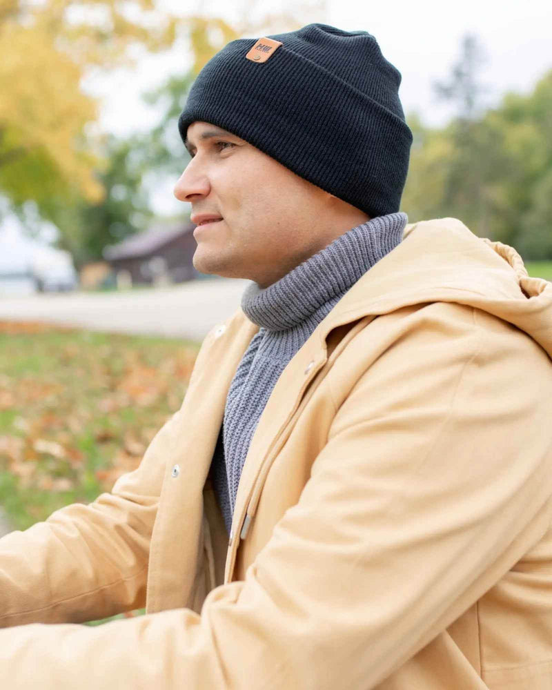 NEW HAAKWEAR H-Stitch Cuffed Beanie - Designed and Made in USA (Patented Design) - Charcoal Black