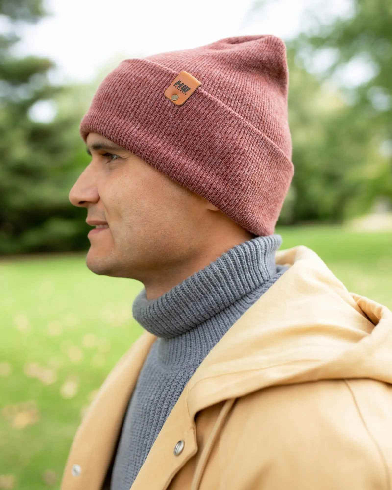 NEW HAAKWEAR H-Stitch Cuffed Beanie - Designed and Made in USA (Patented Design) - Rusty Burgundy