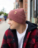 NEW HAAKWEAR H-Stitch Cuffed Beanie - Designed and Made in USA (Patented Design) - Rusty Burgundy