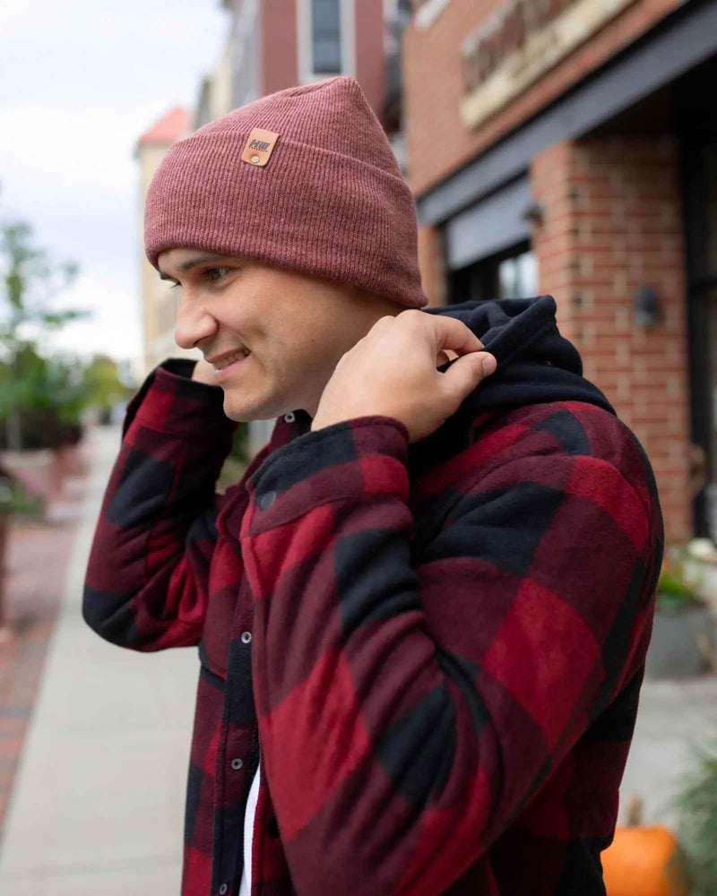 NEW HAAKWEAR H-Stitch Cuffed Beanie - Designed and Made in USA (Patented Design) - Rusty Burgundy