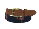 Carolina Crescent Palmetto Hand-stitched Needlepoint Belt by Charleston Belt