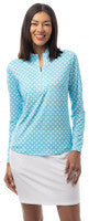 SanSoleil: Ladies Solmelange Longsleeve 1/4 Zip Print Mock - 900453P